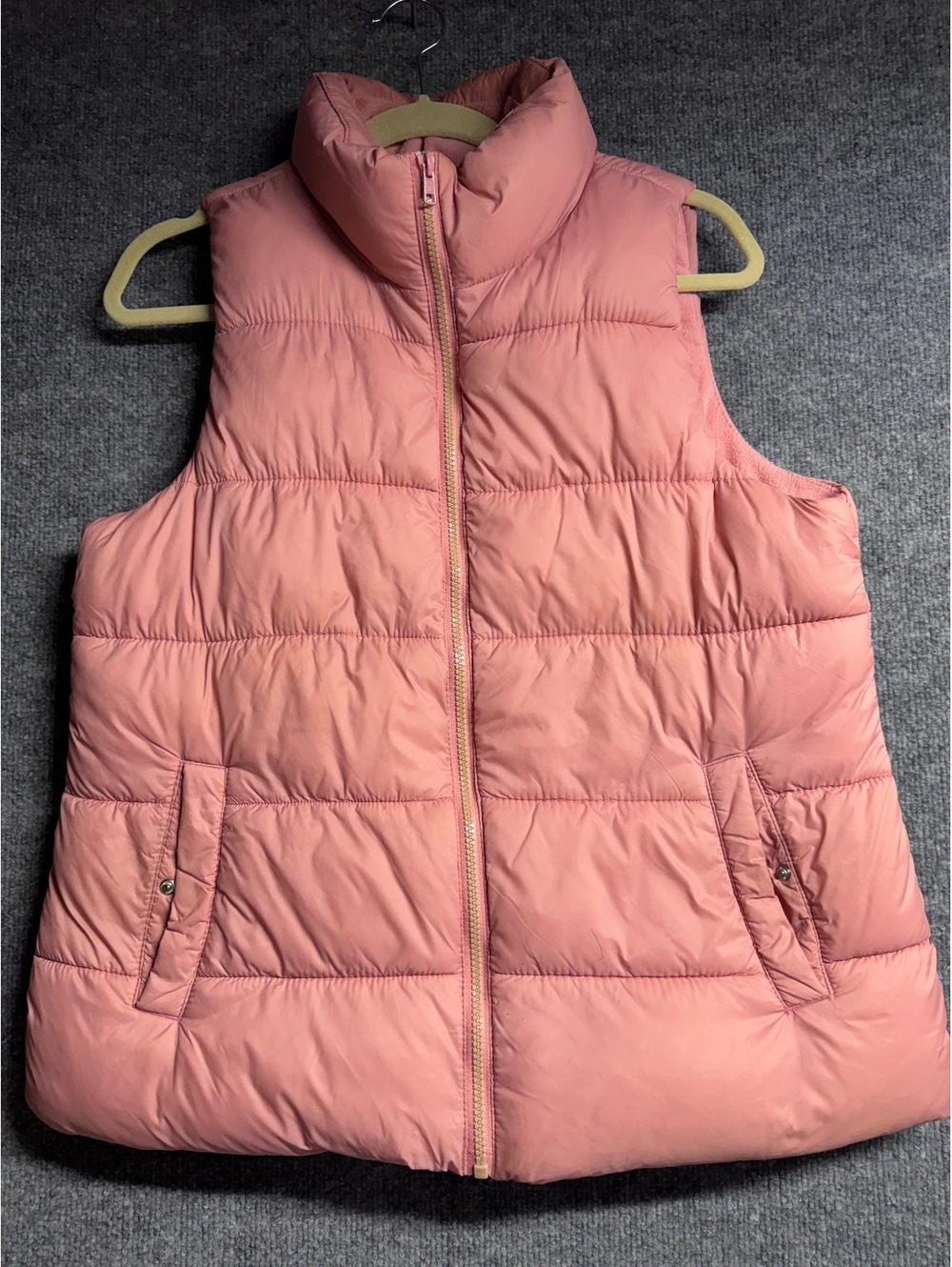 Old Navy Pink Puffer Vest with Fleece Lining, Size Medium